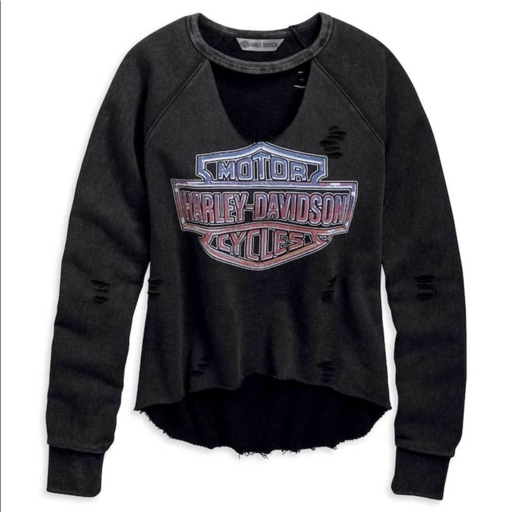 H-D Women's Vintage Raw-Edge Pullover Sweatshirt